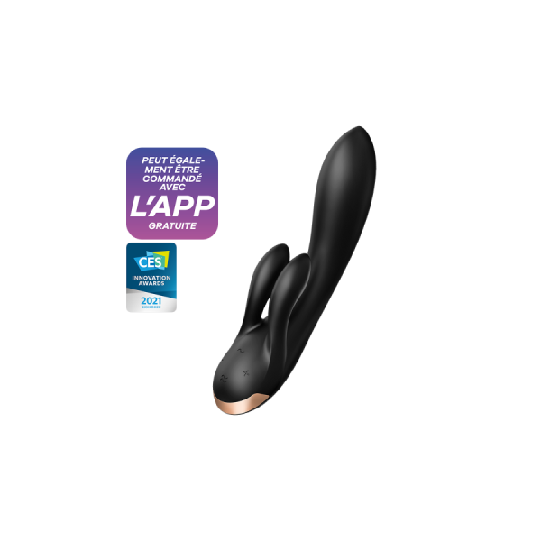 Vibromasseur rabbit noir double stimulation clitoris Double Flex Satisfyer 